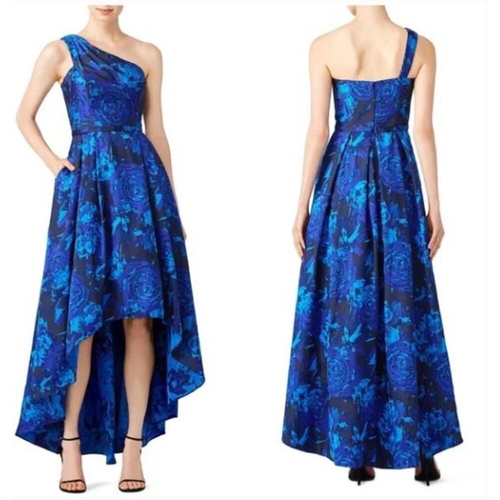 LM Collective Cobalt High‎ Low Crepe Sleeveless One Shoulder Dress Size 4
